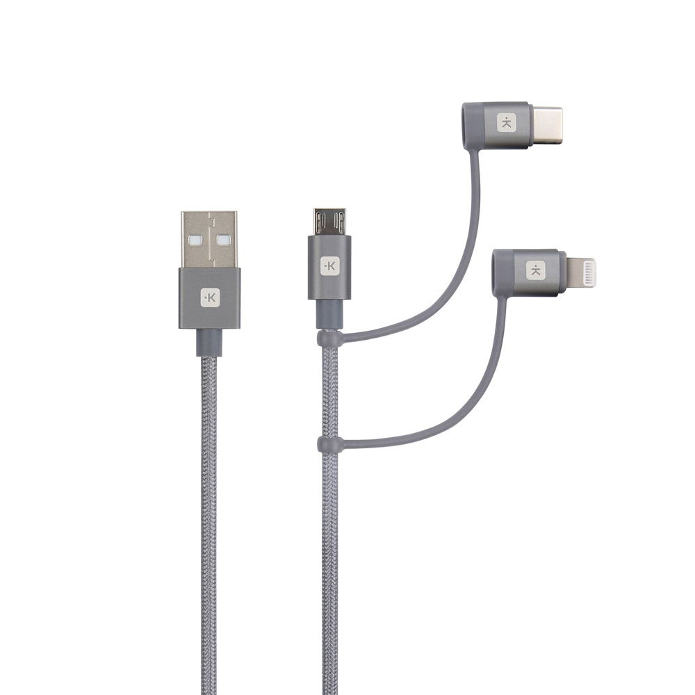 Skross Steel Line USB kábel, töltő, szinkron (microUSB, USB-C, lightning) 1.2m termék fő termékképe