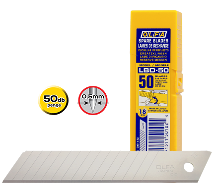 Olfa LBD-50 tördelhető penge, ezüst színű, 18 mm, 50 db/csomag termék fő termékképe